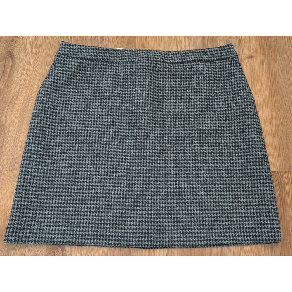 Boden British Tweed‎ Skirt Wool Grey Navy Houndstooth Size 14 Academia Classic